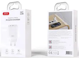 Сітчастий зарядний пристрій XO L145 double USB-L/USB-C 20W 3A Білий - мініатюра 2