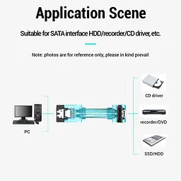 Кабель SATA 3.0 7pin, F/F, 0.5 м, L-конектор, Синій Vention - мініатюра 5