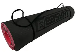 Килимок для йоги та фітнесу EasyFit TPE+TC 6мм двошаровий чорний-червоний (EF-1924-BR) - мініатюра 5