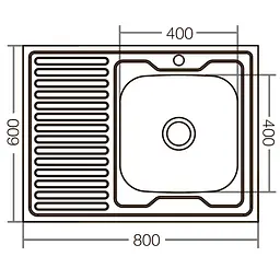 Кухонна мийка накладна ZERIX Z8060R-06-160E satin (ZX1617) - мініатюра 3
