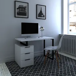 Комп'ютерний стіл з тумбою на три висувні ящики Loft FHX-3 Білий