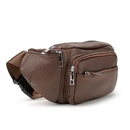 Містка шкіряна сумка на пояс коричнева Tiding Bag M56-2030C - мініатюра 3