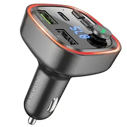 Автомобільний зарядний пристрій Borofone BC48 2 USB/Type-C/QC 18W з FM-модулятором (USB/TF card/bluetooth) чорний