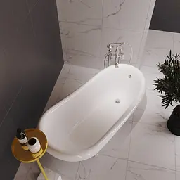 Ванна окремостояча глянцева Amidicon Symphony 167x78 біла з литого каменю срібні ніжки SYMFONIYA_167_s_HL, Білий - мініатюра 3