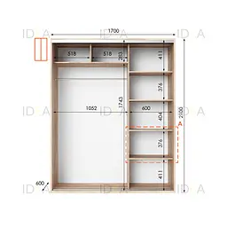 Шафа-купе Idea серія 5 170 x 60 x 210 см Дуб сонома Дзеркало - мініатюра 2