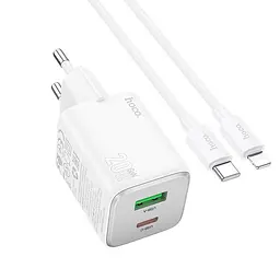 Адаптер мережевий Hoco Type-C to Lightning cable Almighty charger N41 |1USB/1Type-C, 20W/3A, PD/QC|
