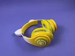 Навушники жовті, золоті Bluetooth з вушками котика C64092, з підсвіткою, мікрофоном, картою пам'яті та AUX, 400 mAh - мініатюра 2