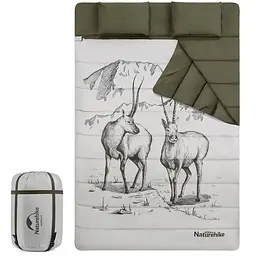 Спальний мішок двомісний із подушками Naturehike NH21MSD06, зелений