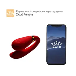 Смартвібратор для пар Zalo Fanfan set Bright Red, пульт ДК - мініатюра 2