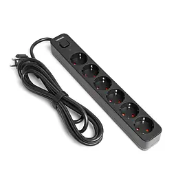 Мережевий подовжувач VIDEX ONCORD з/з 6п 3м (3x1.5мм) з кнопкою Black VIDEX (27692-000) - мініатюра 2
