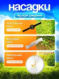 Електрична газонокосарка, 2 акумулятори, 2000 мА-год, Тример садовий акумуляторний Блакитний (3187974247) - мініатюра 6