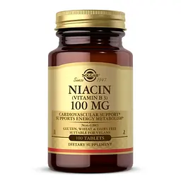 Вітаміни та мінерали Solgar Niacin 100 mg (Vitamin B3), 100 таблеток