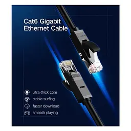 Мережевий кабель ugreen NW102 Cat 6 U/UTP Lan Flat Cable 2m (Чорний)(UGR-50174) - мініатюра 3