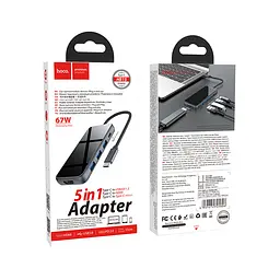 Hub-розгалужувач Type-C Hoco Easy Show HB15 to USB3.0x3 / HDMI / Type-C PD, 67W - мініатюра 2
