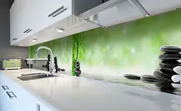 Вініловий кухонний фартух Блики Камені наклейка для кухні ПВХ бамбук Абстракція Зелений Happy Pocket Z181504 - мініатюра 6