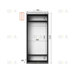 Шафа-купе Idea серія 9 90 x 60 x 210 см Антрацит Дзеркало - мініатюра 2