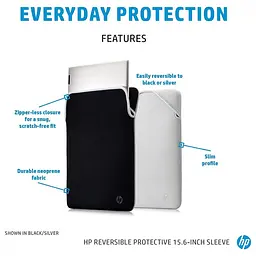 Чохол для ноутбука HP 15.6 Reversible Protective Black/Silver Sleeve (2F2K5AA) - мініатюра 2
