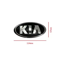 Емблема Kia СТАРОГО ТИПУ Чорна (старий шрифт) 114x57 мм (хромований обідок) Пластикова (на скотчі + 2 затискні ніжки) (Заводська) - мініатюра 2