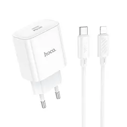 Мережевий зарядний пристрій Hoco C76A Pro 1Type-C PD/QC 30W+Type-C to Lightning EU) білий