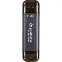 Портативний SSD 512GB USB 3.1 Gen 2 Type-A + Type-C ESD310 Чорний Transcend teh0024710