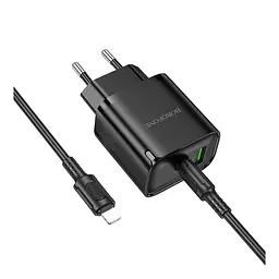 Зарядний комплект Borofone BA83A Dual port fast charger set 1USB-C/1USB PD/QC 20W Type-C to Lightning Black (36175_3606868) - мініатюра 4