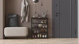Полиця для взуття Слайм 4 Ferrum-decor 820x630x260 Чорний метал ДСП Венге Магія 16 мм (FRD-105161) - мініатюра 9