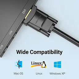 Кабель DVI M (24+1) - VGA M, 1.5 м, чорний Vention - мініатюра 9