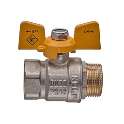 Кран кульовий Nolf Classic NFC.722-08-3/4" FM ГШМ Yellow, ручка "метелик" жовта NF3130 - мініатюра 3