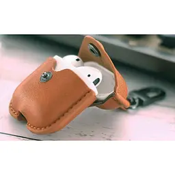 Шкіряний чохол Primo Hook для навушників Apple AirPods / AirPods 2019 Light Brown - мініатюра 3