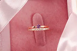 Каблучка з червоного золота з аметистом 15 K-0133 - мініатюра 6