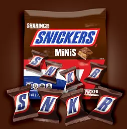 Батончики Snickers Minis Chocolate Candy Bars Bag 275 г - мініатюра 3