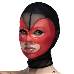 Маска-сітка у формі серця з відкритим ротом та очима Feral Feelings Hearts Mask, чорна/червона