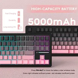 Клавіатура Attack Shark M87 Pro V2 RGB Linear White Jade Switch Wireless (AS-6972792470467-B) Gradient Pink (G-000003997) - мініатюра 4