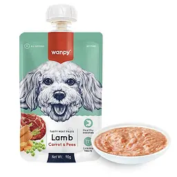 Сухий корм Wanpy Lamb Carrot & Pea ванпи крем-суп ягненок з морквою рідкий 90 г