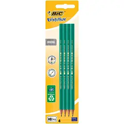 Олівець графітний BiC Evolution HB в блістері 4 шт. (bc8902764) - мініатюра 2