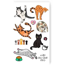 Тату тимчасове Міні котики Tattooshka L-61 Різнокольоровий shop (4825800010174)