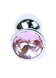 Металева анальна пробка з кристалом Boss Jewellery Silver Plug 7 см (рожевий) - мініатюра 2