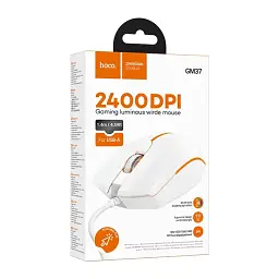 Комп'ютерна миша Hoco GM37 Wonderful GaXiaoming LuXiaominous Wired Mouse White - мініатюра 4