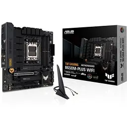 Материнська плата AM5 Asus TUF GAMING B650-PLUS WIFI, B650, 4xDDR5, Int.Video (CPU), 4xSATA3, 2xM.2, 2xPCI-E 4.0 16x, 1xPCI-E 4.0 1x, Real. 6, Bluetooth 5.2, 6xUSB3.2/6xUSB2.0, HDMI/DP, MicroATX