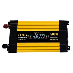 Автомобільний інвертор Жовтий / Перетворювач напруги з 12-220 V, 500 Вт, 2хUSB