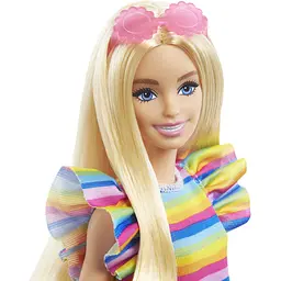 Лялька Barbie Модниця з брекетами у смугастій сукні, 30 см (HPF73) - мініатюра 3