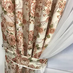 Коротка фіранка з атласу та шифону з кавовими квітами на тасьмі 1,8м на 4м ALBO pbe0052789 - мініатюра 8