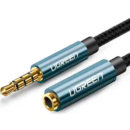Кабель мультимедійний 3.5mm M to 3.5mm F 1.0m AV118 blue Ugreen (40673) - мініатюра 3