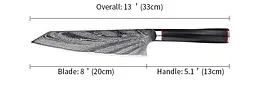Ніж кухарський 20 см Damascus DK-AK 3001 AUS-10 дамаська сталь 73 шари - мініатюра 6