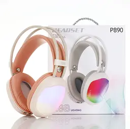 Бездротова ігрова гарнітура P890 RGB Bluetooth навушники з мікрофоном 40 мм драйвери 18 годин роботи помаранчовий - мініатюра 2