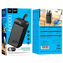 УМБ портативне зарядне 60000mAh 22.5W 3A зі швидкою зарядкою PD/QC зовнішній акумулятор універсальні порти 3USB/Type-C/Lightning LED-дисплей вбудований ліхтар повербанк - мініатюра 9