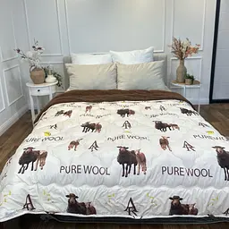 Ковдра євро відкрита двостороння з вовни Arda Pure Wool 21447 195х215 см шоколадне - мініатюра 4