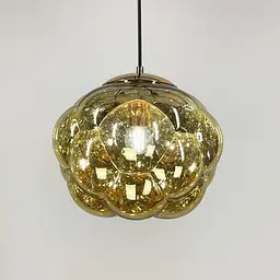 Підвіс із фактурним скляним плафоном в золотому кольорі | Арт. 0619/1 Gold | Line F - мініатюра 3