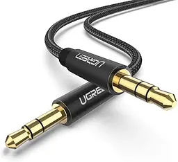 Кабель Ugreen AV112 3.5 мм Male to 3.5 мм Male Cable Gold Plated Metal Case with Braid 0.5 м Black ()