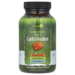 Комплексні жироспалювачі 3-In-1 Carb Blocker 75 рідких капсул Irwin Naturals vit0005601